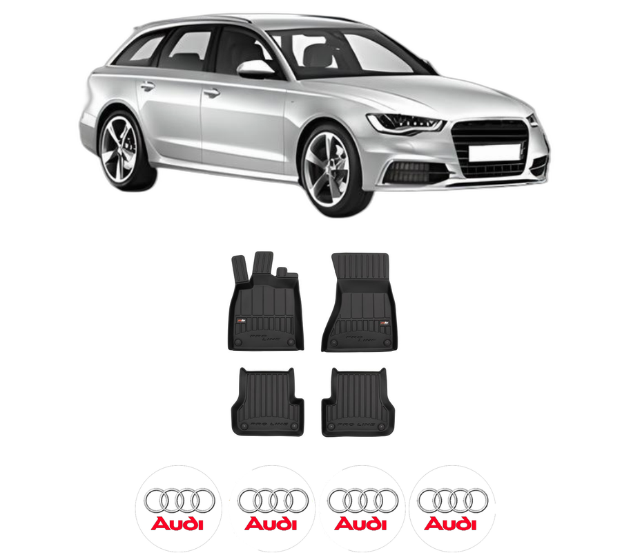 Set covorase presuri AUDI A6 C7 Avant (4G5, 4GD) din 2011-2018, auto, din cauciuc thermoplastic, 4 Stickere auto cu AUDI