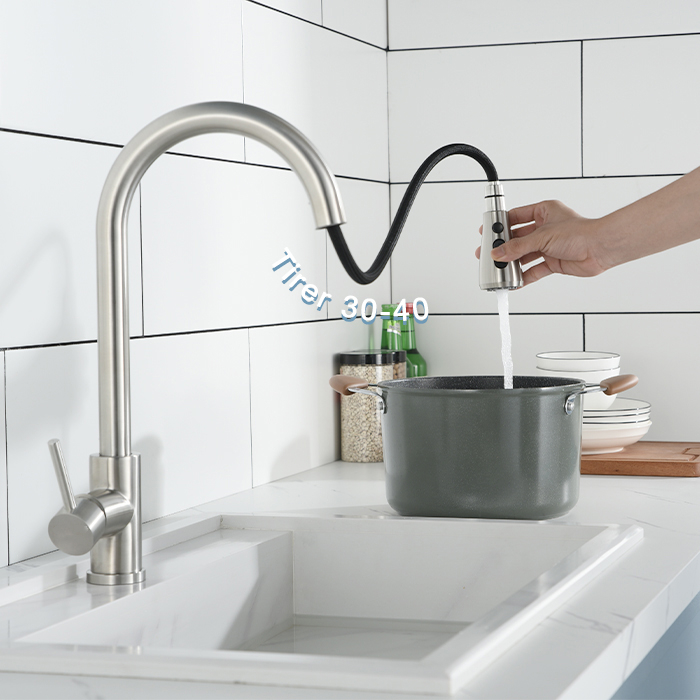 Rubinetto Cucina A Parete Con Doccetta Estraibile - Cromo, Girevole 360°, Per Lavello - Foto 3