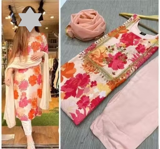 women's faboulas digital muslin kurta set Color 4 (KS106)