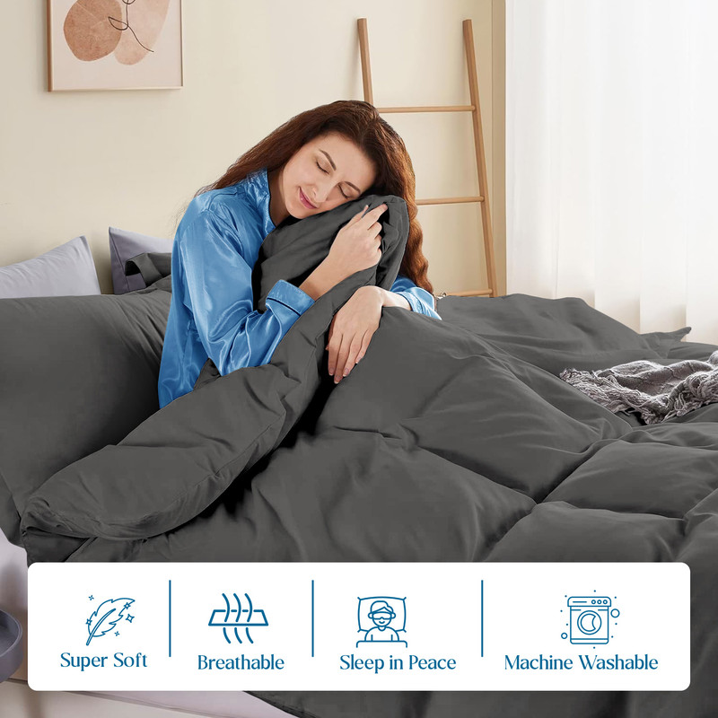 Picture of VEGAS HOTEL COLLECTION Classic Egyptian Cotton 1-Piece Duvet Cover { Zippered Closure } 1000 Thread Count- Fabulous Solid Looking Color Dark Grey - Twin/Twin XL Size
