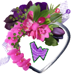 Corazón con Flores Violeta-Lila  W