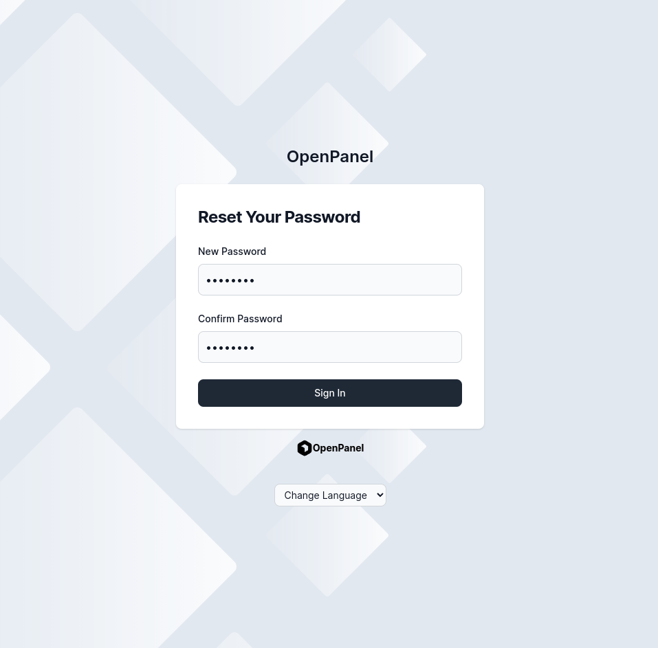 set new password form