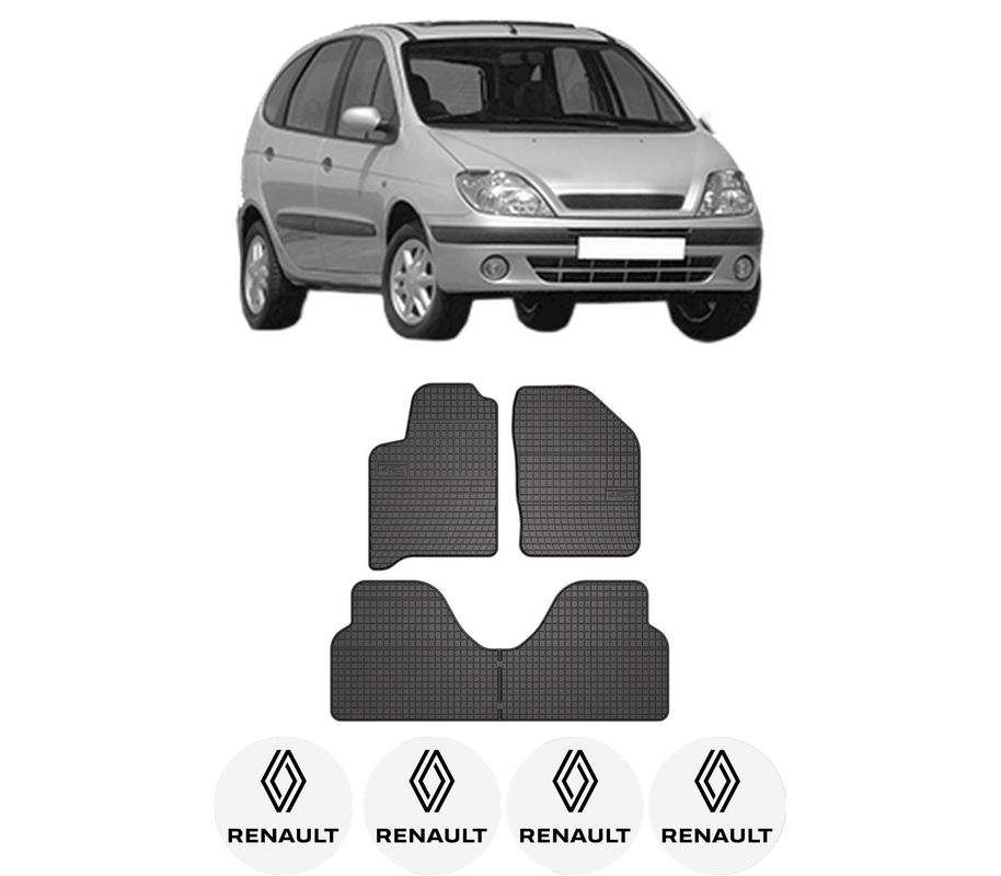 Set covorase presuri RENAULT SCENIC I MPV (JA0/1_, FA0_) din 1999-2003, auto, din cauciuc thermoplastic, 4 Stickere auto cu RENAULT