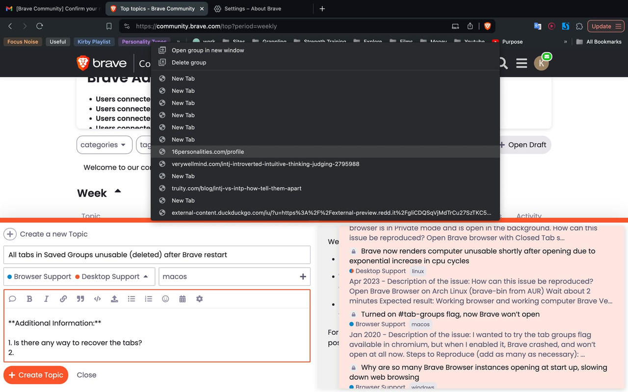 Brave Browser Keep Deleting My Tab Group