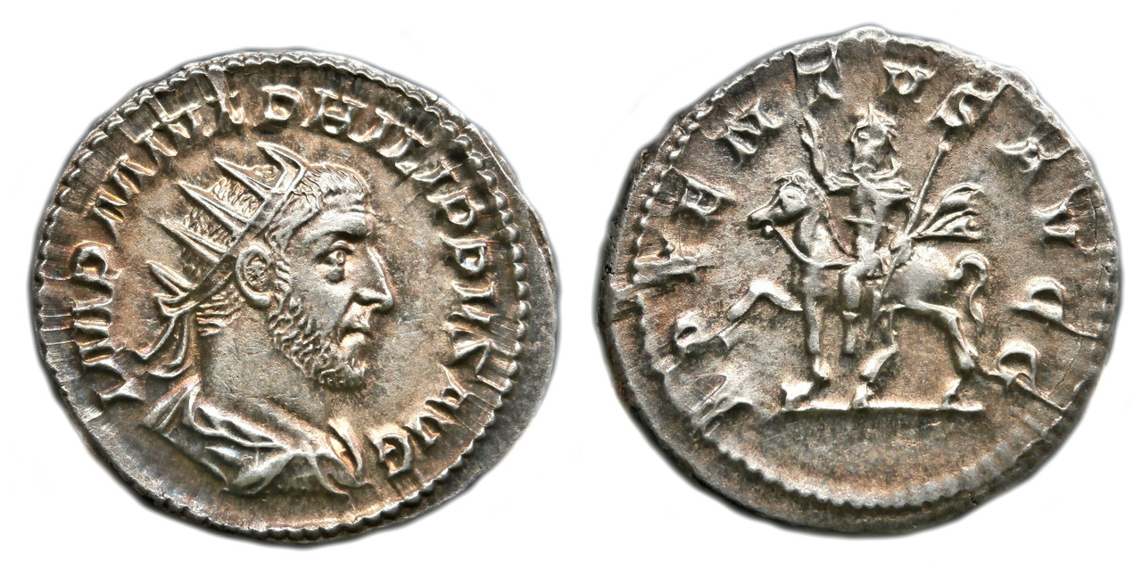 Antoniniano de Filipo I. ADVENTVS AVGG. Emperador a caballo a izq. Roma. Sin-t-tulo-1