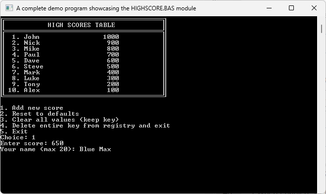 HOBBY BASIC REGISTRY HIGHSCORE MODULE WINDOWS11 CONSOLE 1