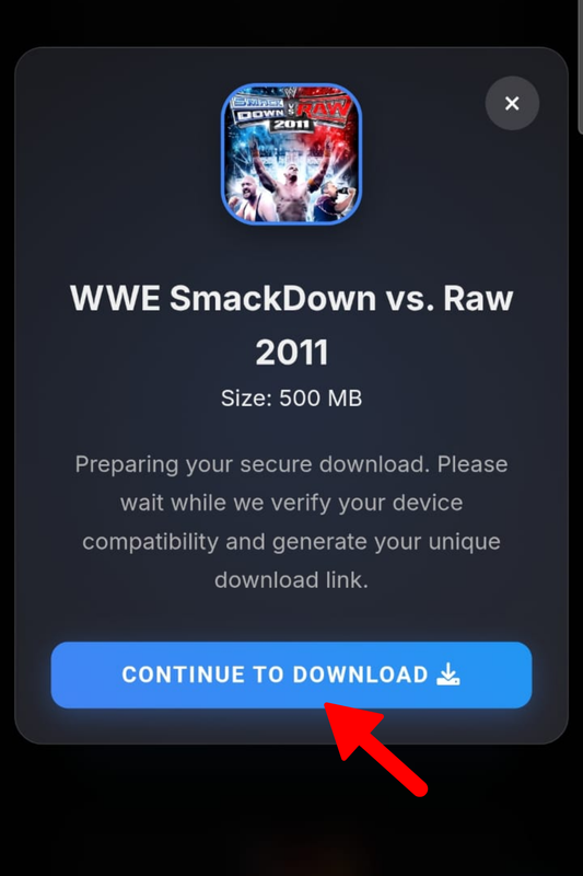 Screenshot of countdown and continue button