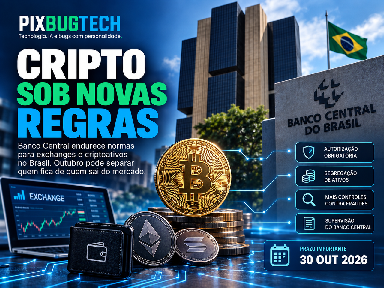 Banco Central aperta regras para cripto no Brasil e outubro pode separar quem fica de quem sai do mercado