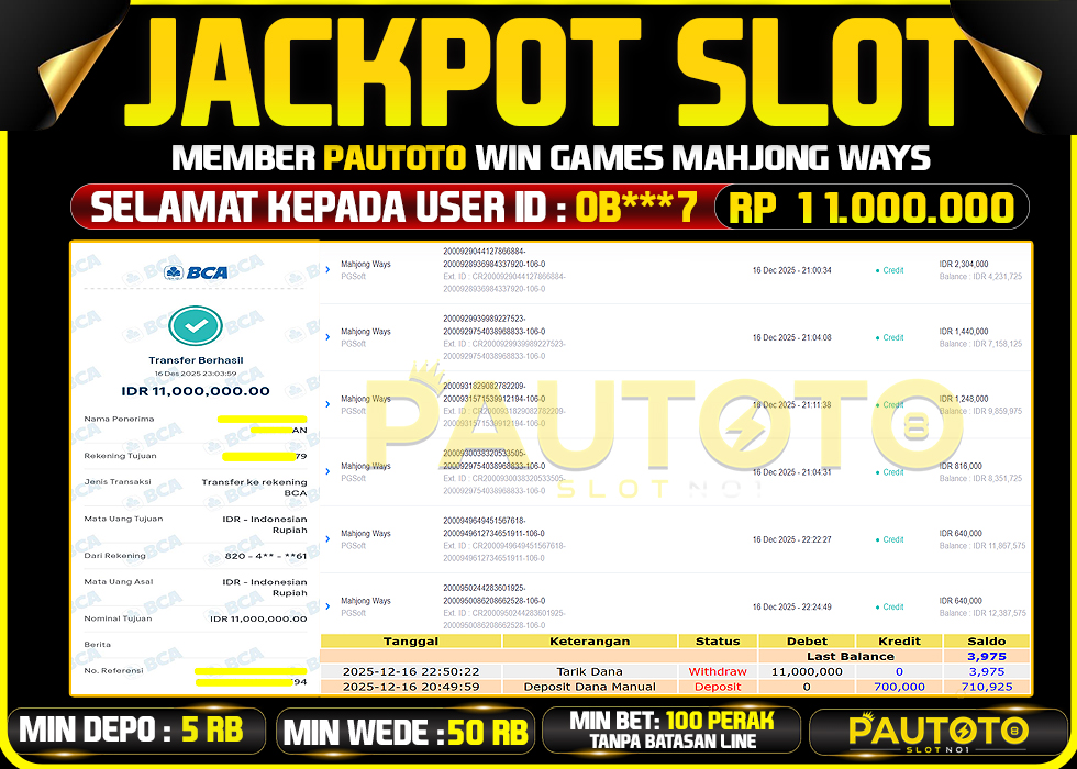 BUKTI JACKPOT LUNAS PAUTOTO