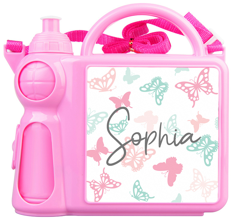 girls lunch box and bottle