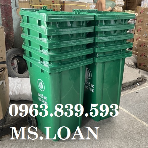 Xe đẩy rác 240L, thùng rác công cộng 240lit có bánh xe, thùng rác chung cư giá tốt 0963 839 593 Loan Thung-rac-240-lit-mau-xanh