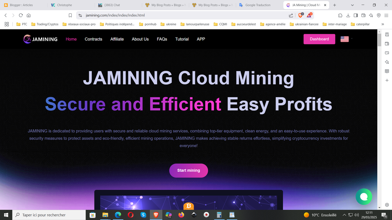 Si'nscrire sur le cloud mining de cryptomonnaies - Register on cryptocurrencies cloud mining : https://jamining.io/register?invite=553915