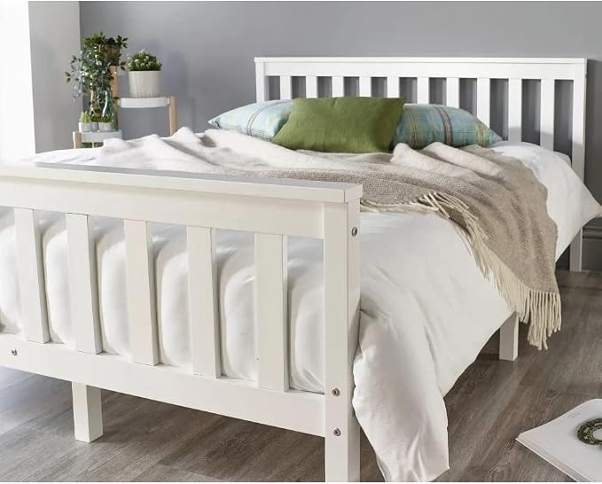 Small Double Pine Wood Bed Frame with Gel Memory Foam Mattress