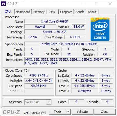 CPU 4690K CPUZ