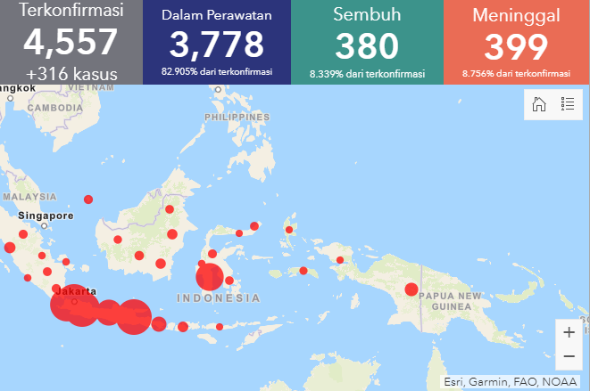 Update terbaru kasus covid-19 Selasa (14/4/2020).