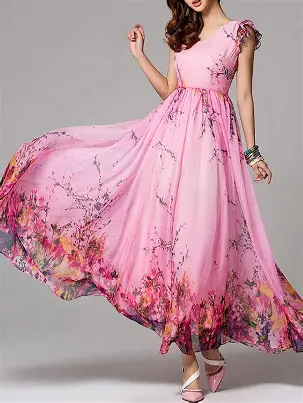 Pink Floral Dress on mannequin