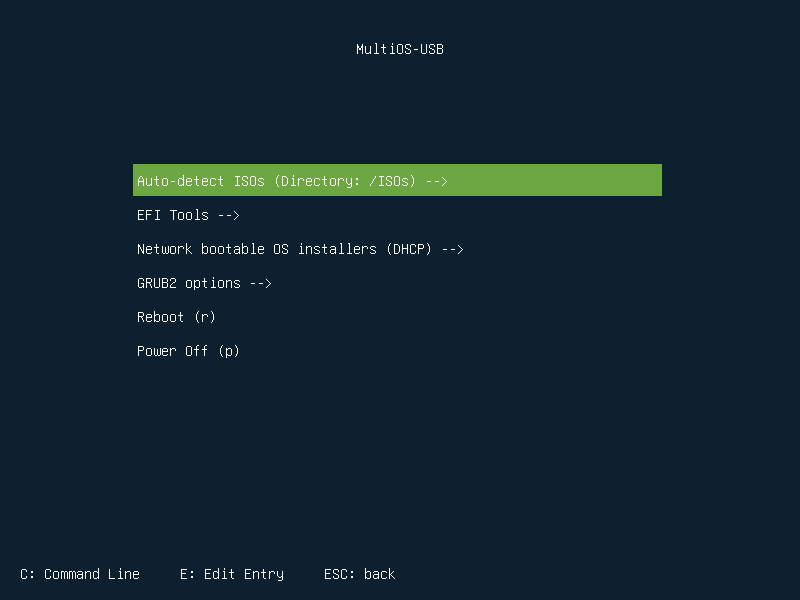 MultiOS-USB 0.9.5 Main-menu