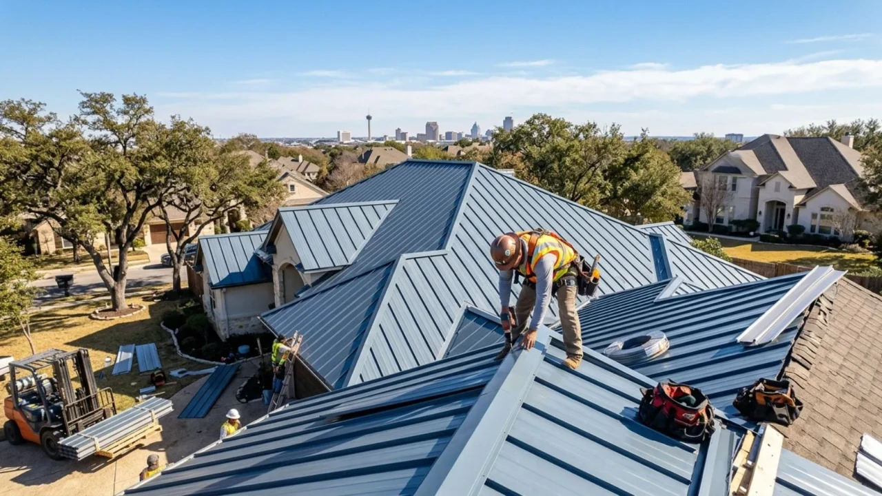 Metal roof replacement installation in San Antonio Texas