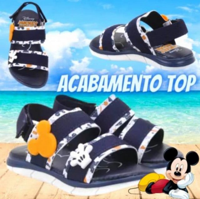 Sandália Infantil Disney Mickey Apliques Masculina