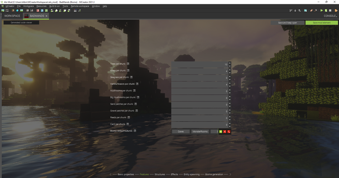 Alo Mod [C__Users_Albin_MCreatorWorkspaces_alo_mod] - BadMands (Biome) - MCreator 2021.3 2022-02-19 