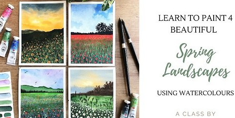 Floral Fields : Paint 4 Watercolor Landscapes Inspired by the Spring Season