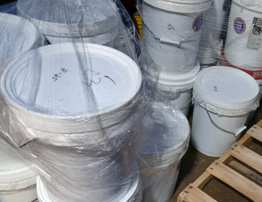 Multiple buckets of nickel plating solution in stock for larger industrial orders