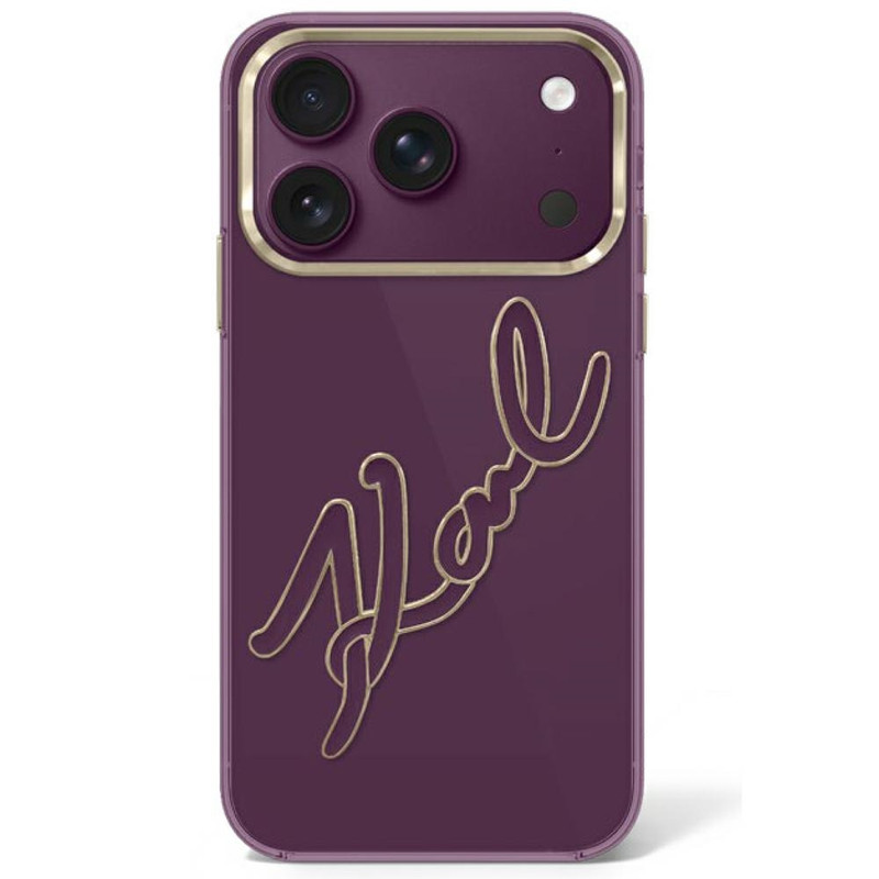 Husa pentru iPhone 18 Pro / iPhone 17 Pro Karl Lagerfeld IML Big Signature Resin Logo, Rama metalica, Protectie ridicata, Calitate premium, Roz 3284251