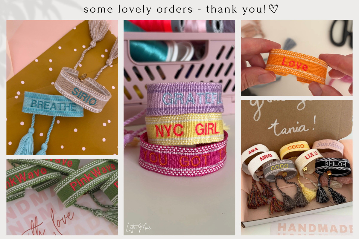 New in our collection: Personalized Embroidered Bracelets ♡ Very nice to wear yourself, together with your sister or to give as a present to someone close to you!