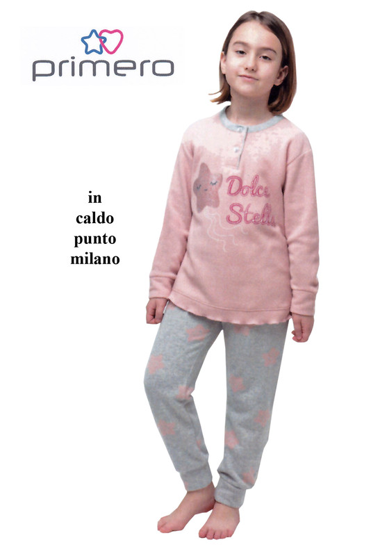 Pigiama bambina invernale in caldo punto milano made in Italy PRIMERO 3/10  anni