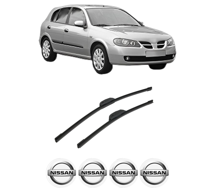 Set stergatoare auto NISSAN ALMERA II Hatchback (N16) din 2000-2006, pentru parbriz auto, 2 bucati, Bosch Aerotwin Retrofit, din cauciuc siliconat rezistent, 4 Stickere Auto NISSAN