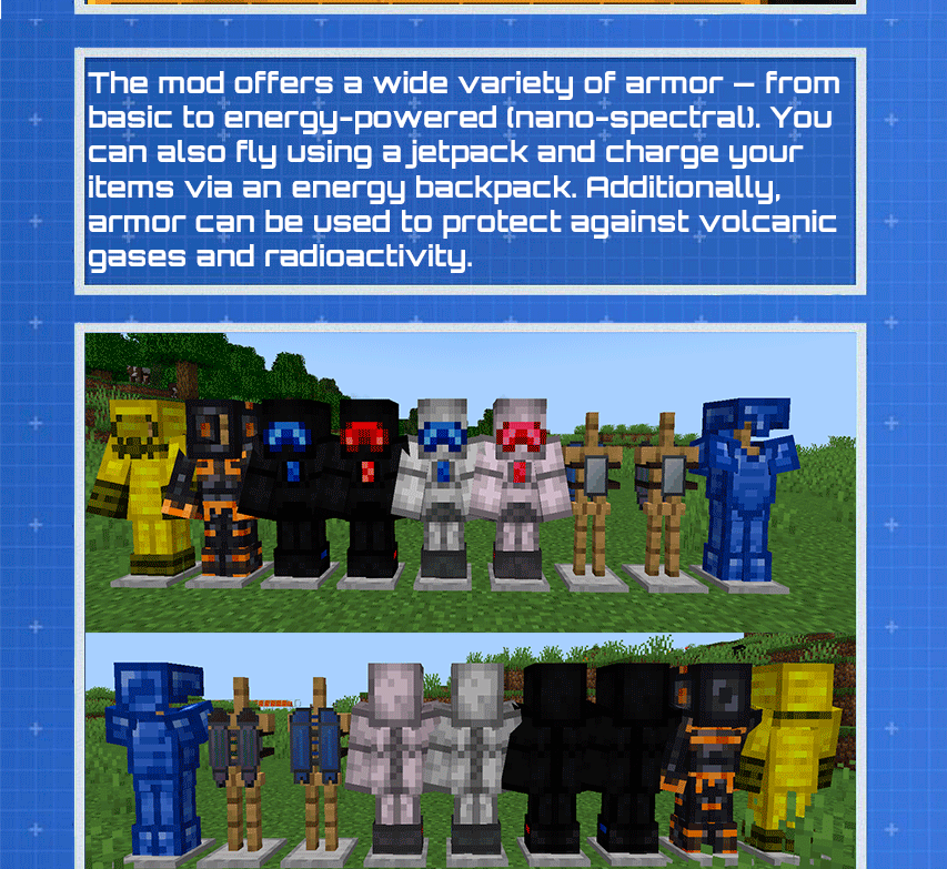 The mod adds 5 types of bees, each tied to specific biomes. Their mechanics differ greatly from vanilla. Bees are now divided into 4 types: gatherer, builder, healer, and defender — each performing its own unique role. Over time, they can mutate and also accelerate crop growth.
With prolonged crop growth acceleration, bees can produce additional loot besides honey and royal jelly.
