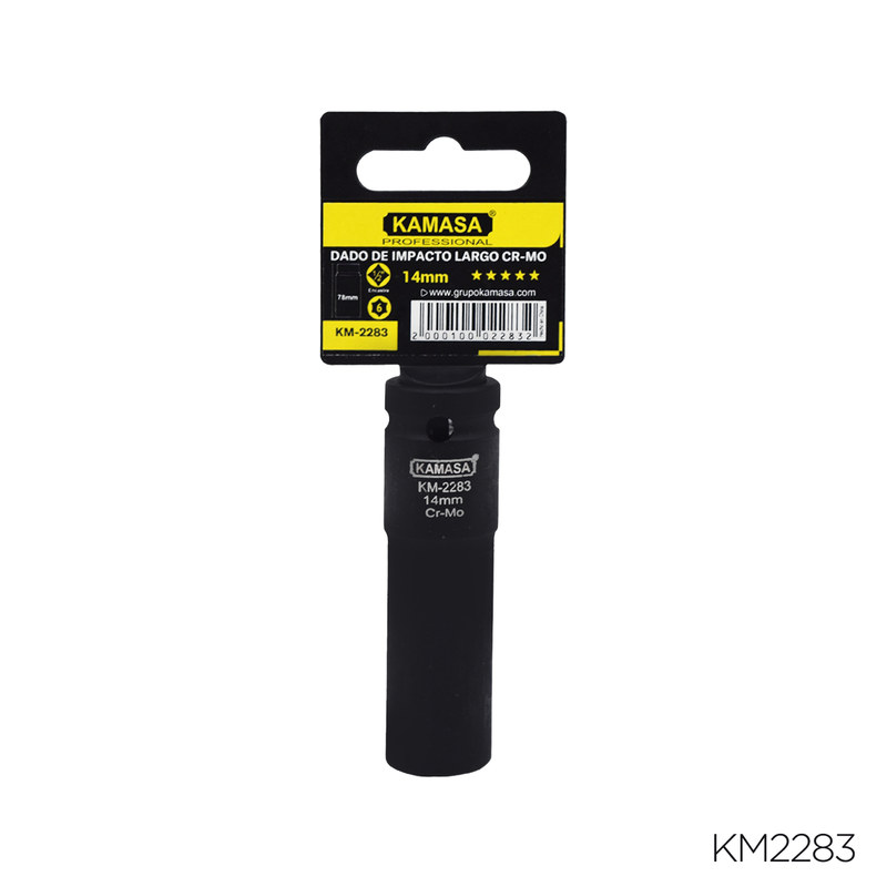 DADO DE IMPACTO LARGO CRMO "KAMASA" - 1/2"DR.X 14MM 