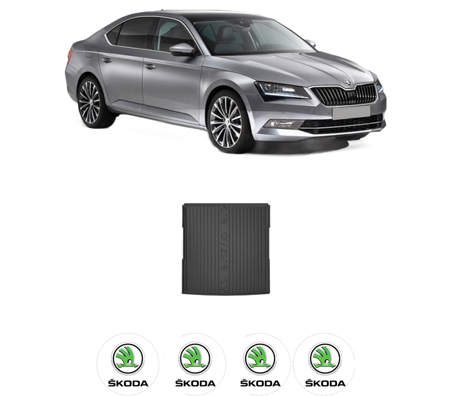 Tavita Portbagaj SKODA SUPERB III din 2015-2023, Protectie Portbagaj Auto, 4x Stickere auto cu SKODA
