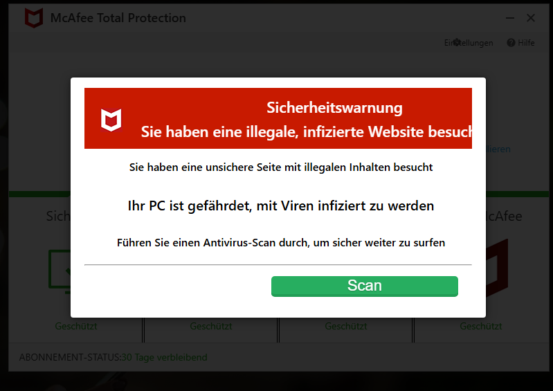 Fake Virenschutzwarnung