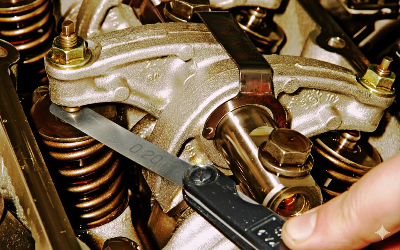 Измерение зазора клапана щупом при регулировке двигателя Weichai WD10G220E23