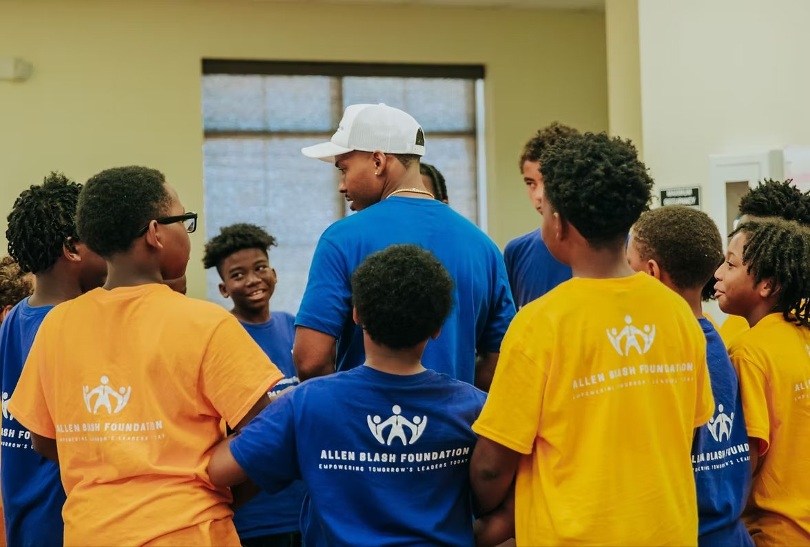 Nick Blash with ABF students during the A2E Leadership Workshop