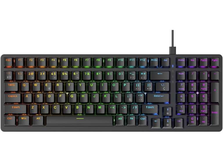 Amazon: Teclado Mecanico Español K3,RGB, 98 Teclas Anti-Ghosting, Ergonómico, PC/Mac/Tablet 
