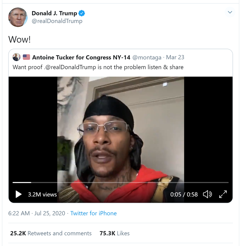 Trump retweet of Antoine Tucker for Congress NY-14 - Wow! | Political Talk