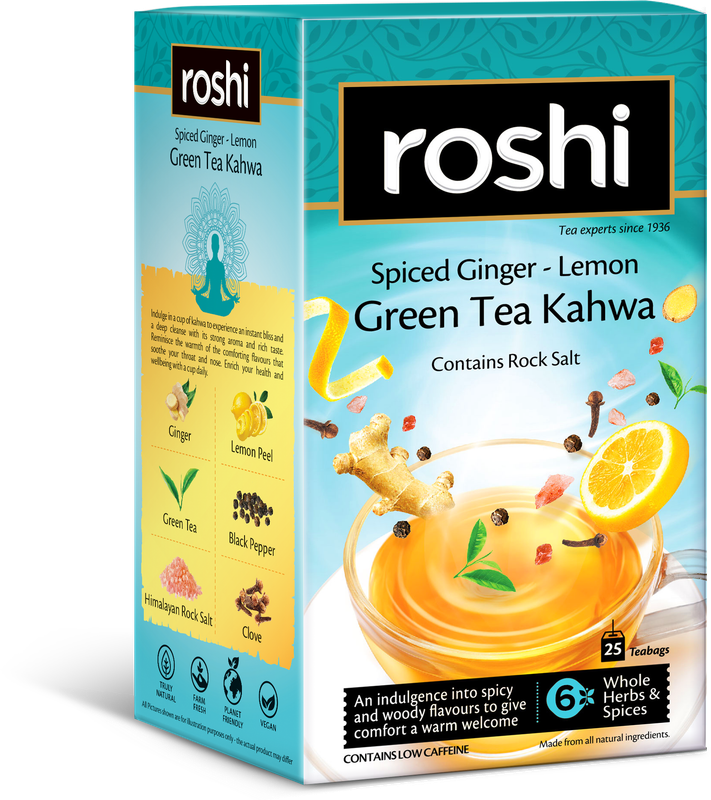 Roshi Green Tea Kahwa (Ginger, Lemon, Black Pepper and Clove)- 25Tbs