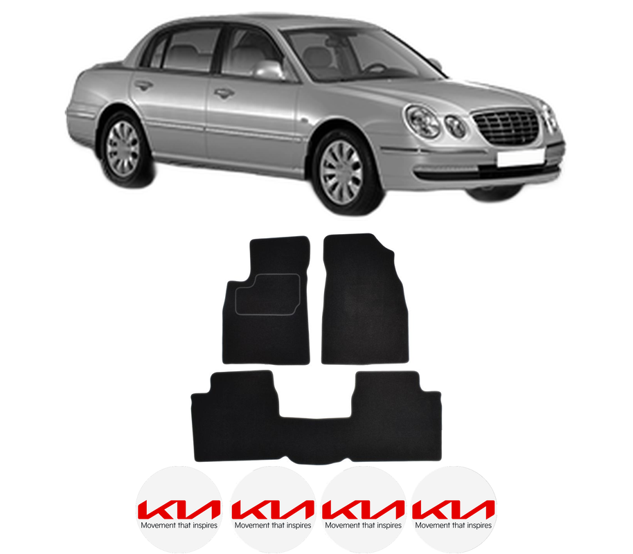 Set Covorase Presuri KIA OPIRUS (GH) din 2003-2012, Auto, Material Textil Mocheta, 4 Stickere auto cu KIA