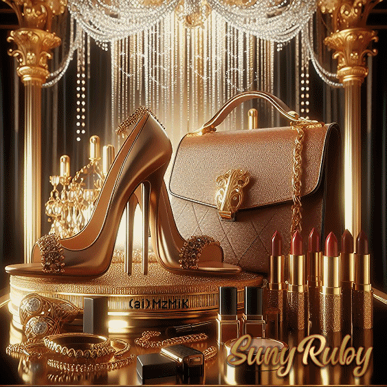 Suny-Ruby-Gold-Shoes-Bag