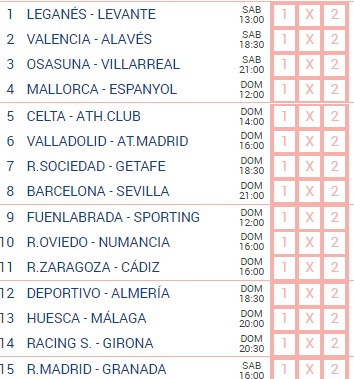 JUEGO QUINIELA FMS JORNADA 8: (5 Y 6 octubre) Q