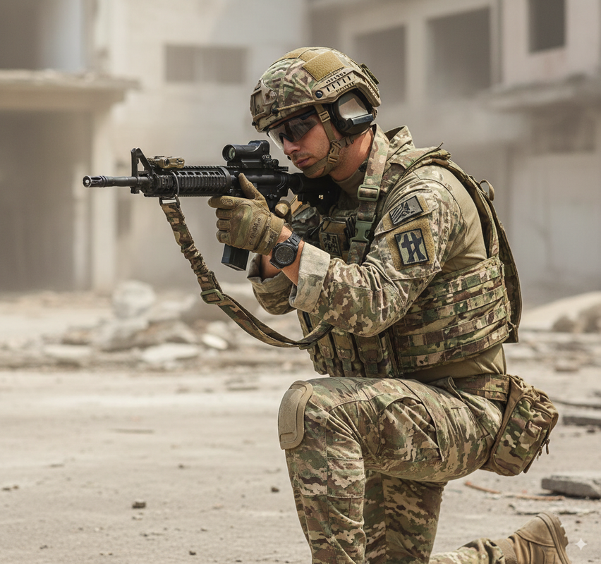 Tactical single-point gun sling in lightweight PP webbing with spring clip