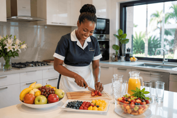 Ugandan maid doing the housework