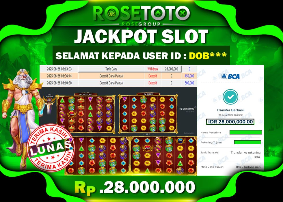 ROSETOTO JACKPOT SLOT Gates Of Olympus Super Scatter Rp.28.000.000.,- LUNAS