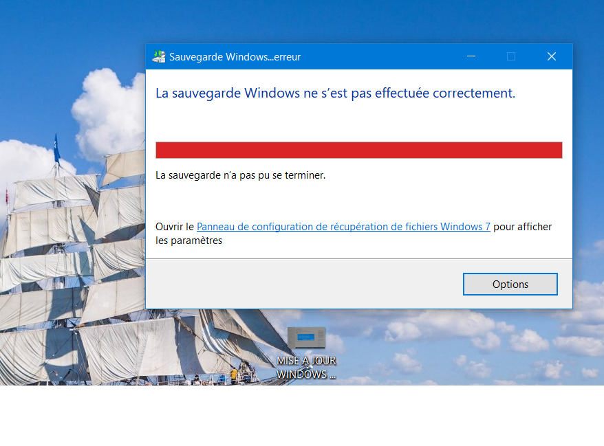 la sauvegarde ne s est pas effecruer