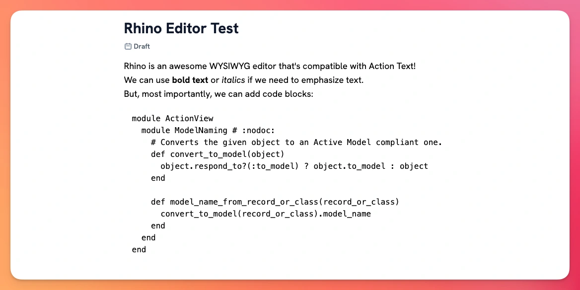 Rhino Editor without Highlight.js