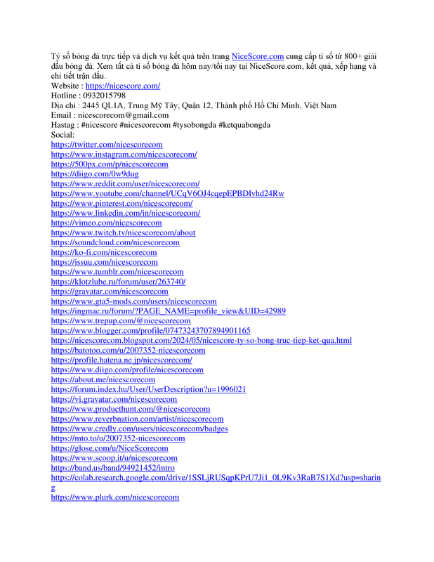 NiceScore - Tỷ số Bóng đá Trực tiếp, Kết quả bóng đá mới nhất