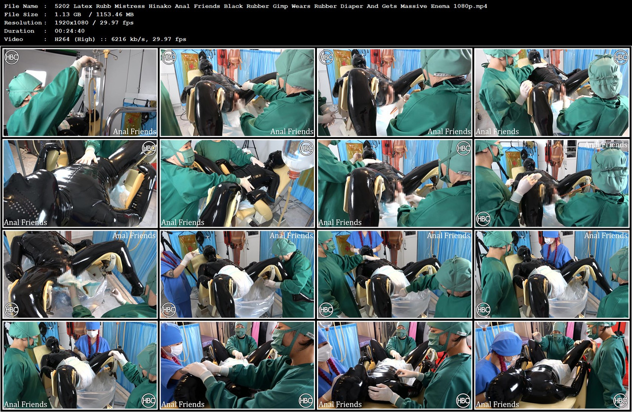 5202 Latex Rubb Mistress Hinako Anal Friends Black Rubber Gimp Wears Rubber Diaper And Gets Massive
