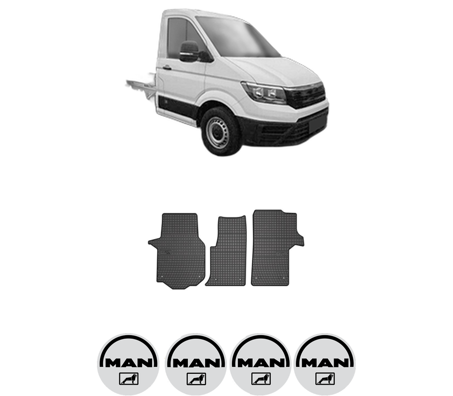 Set covorase presuri MAN TGE Platform/Chassis (UZ_) din 2016-2024, auto, din cauciuc thermoplastic, 4 Stickere auto cu MAN